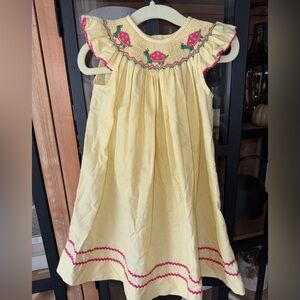 Turtles smocked dress ruffle striped toddler girl scalloped ruffle embroidered